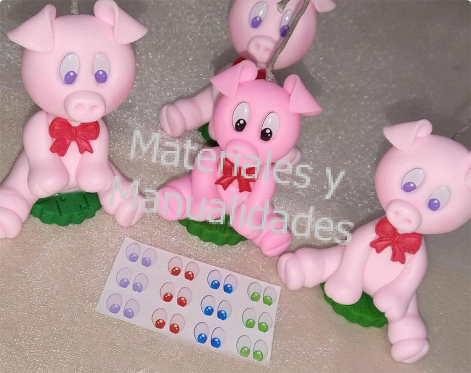 Ojos Adhesivos Resinados para manualidades en pasta fria muñecos