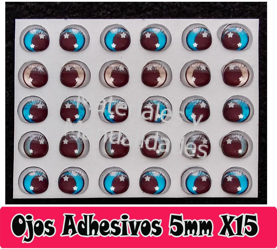 Cartón de Ojos adhesivos #15 de 5mm relieve 3d sticker para muñe