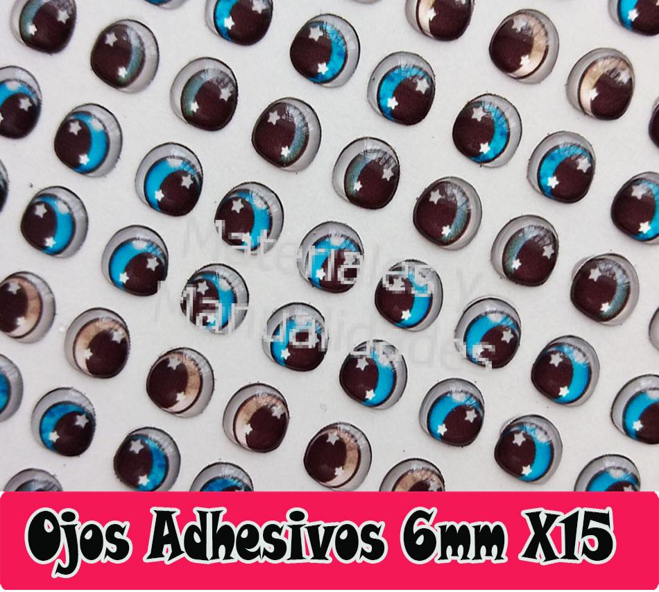 Cartón Ojos adhesivos #15 de 6mm relieve 3d sticker para muñe