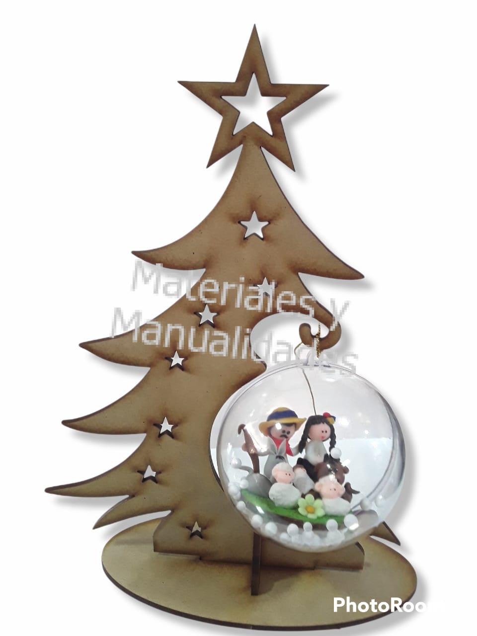 árbol de navidad en madera mdf para decorar con esferas y recuerdos