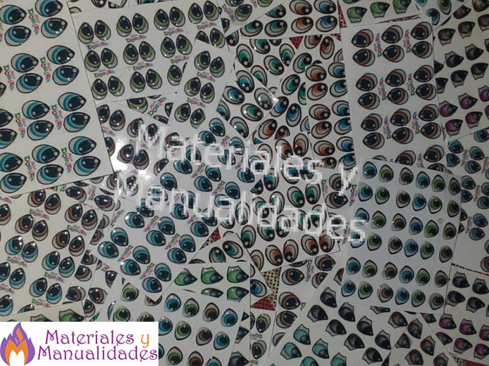 Ojos 3d adhesivos recortables 35 estilos para manualidades x32 pzs