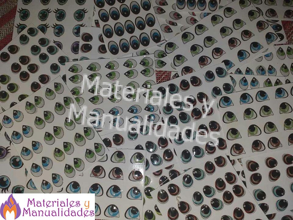 Ojos 3d adhesivos recordables estilos para muñecos en pasta y manualidades