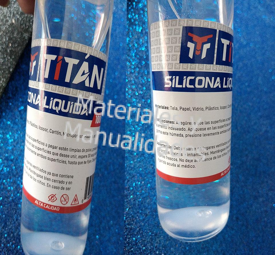 Silicona líquida Titan de 100ml   Tela, Papel, Vidrio, Plástico, Icopor, Cartón, Microporoso, Madera
